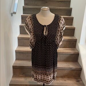 True Destiny Brown and Cream Boho Printed Women's Dress